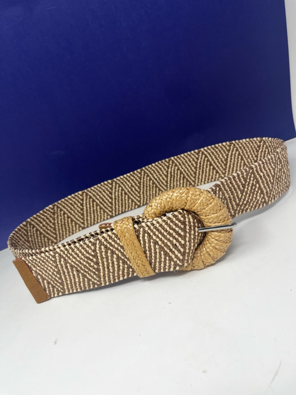 Vince Camuto Woven Polypropylane Stretch Belt Neutral Tones Medium